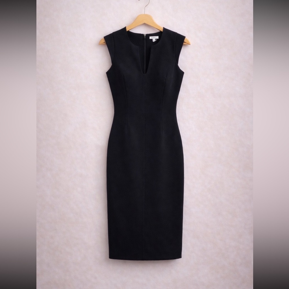 NWOT Bar III Baru/Black Cap Sleeve MIDI Sheath  Dress Size S